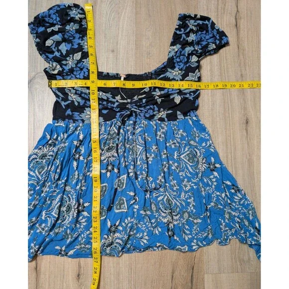 Free People Size L Blouse La Bamba Floral Paisley Baby Doll Y2K Boho Whimsigoth - Picture 10 of 10